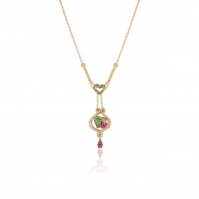 Yellow Gold Diamond and Gem Set Heart Pendant Yellow Gold Diamond and Gem Set Heart Pendant